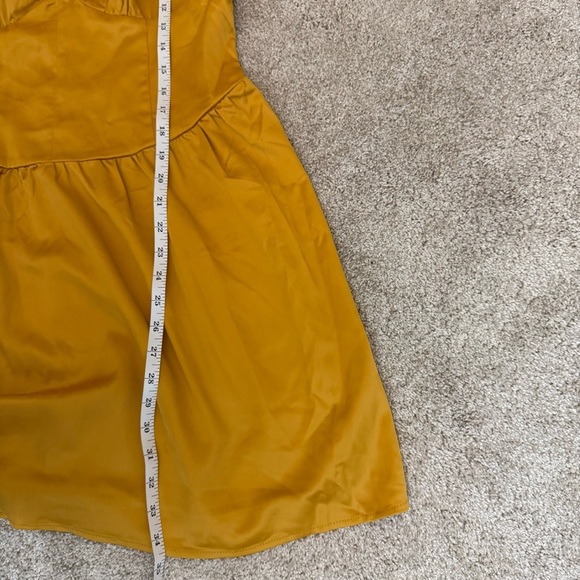 NWT Ei8th Hour Satin Puff Sleeve Mini Sz 16 Dress Mustard Cottagecore Romantic - Picture 12 of 13